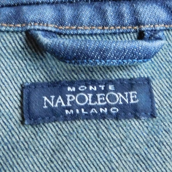 Italian MONTENAPOLEONE Denim Jacket Fur Trim 44 M - Picture 7 of 7